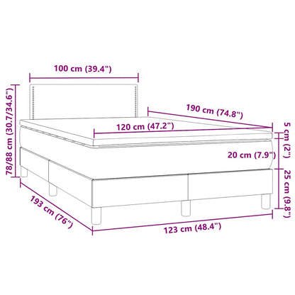 Letto a Molle con Materasso e LED Blu Scuro 120x190 cm in Velluto | homemem39