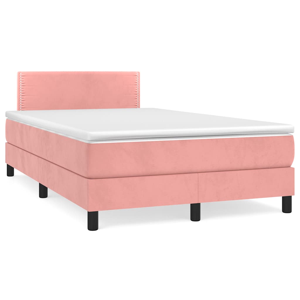 Letto a Molle con Materasso e LED Rosa 120x190 cm in Velluto | homemem39