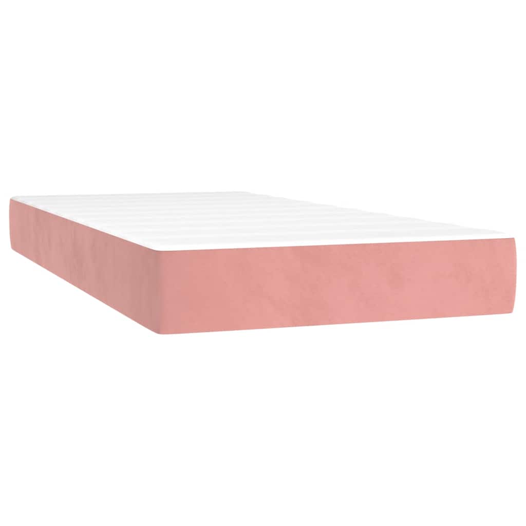 Letto a Molle con Materasso e LED Rosa 120x190 cm in Velluto | homemem39