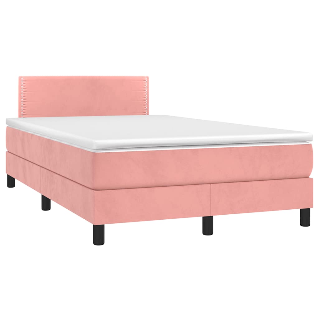 Letto a Molle con Materasso e LED Rosa 120x190 cm in Velluto | homemem39