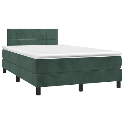 Letto a Molle con Materasso e LED Verde Scuro 120x190cm Velluto - homemem39