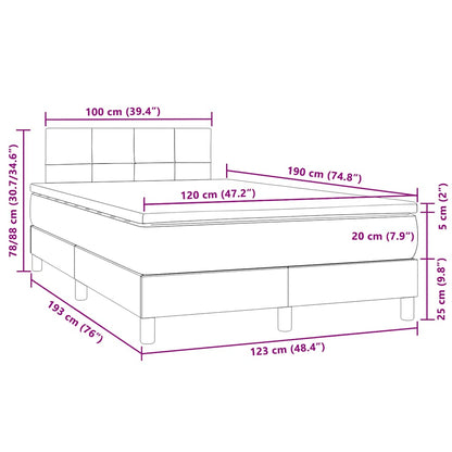 Letto a Molle con Materasso e LED Blu Scuro 120x190 cm in Velluto