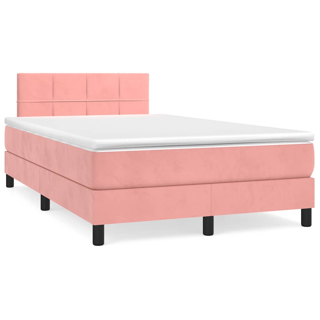 Letto a Molle con Materasso e LED Rosa 120x190 cm in Velluto | homemem39