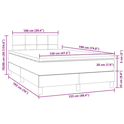 Letto a Molle con Materasso e LED Rosa 120x190 cm in Velluto | homemem39