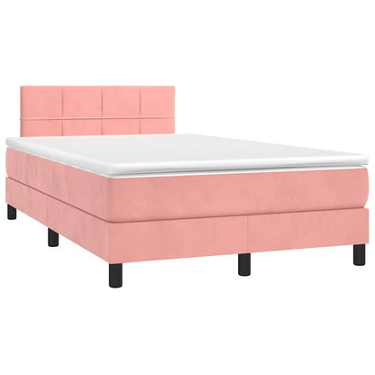 Letto a Molle con Materasso e LED Rosa 120x190 cm in Velluto | homemem39