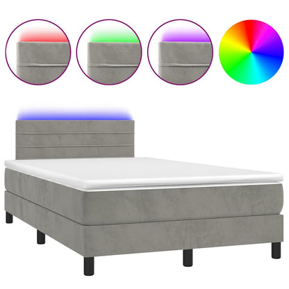 Letto a Molle con Materasso e LED Grigio Chiaro 120x190 cm Velluto | homemem39