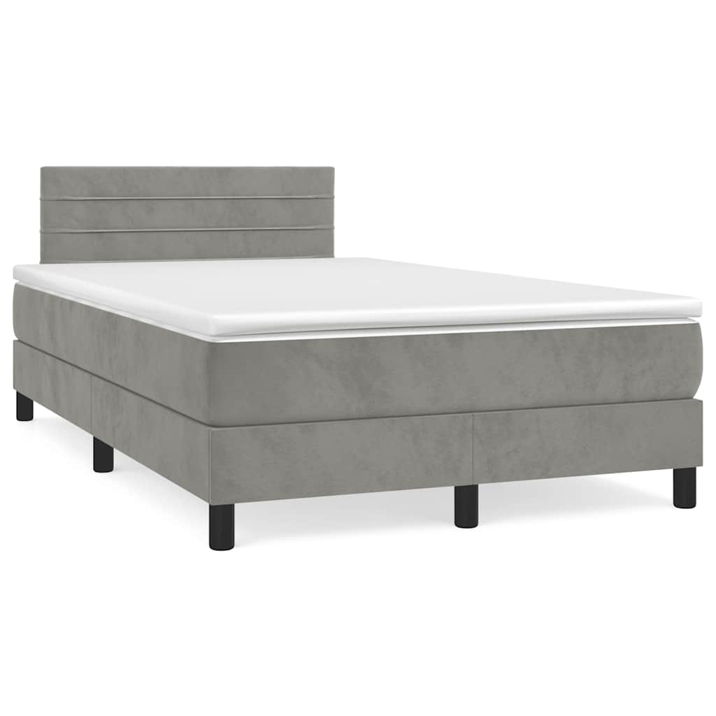 Letto a Molle con Materasso e LED Grigio Chiaro 120x190 cm Velluto | homemem39