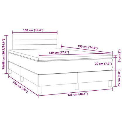 Letto a Molle con Materasso e LED Grigio Chiaro 120x190 cm Velluto | homemem39