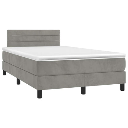 Letto a Molle con Materasso e LED Grigio Chiaro 120x190 cm Velluto | homemem39