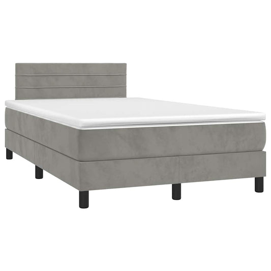 Letto a Molle con Materasso e LED Grigio Chiaro 120x190 cm Velluto | homemem39