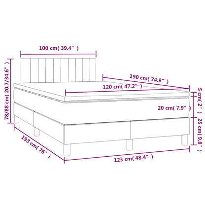 Letto a Molle con Materasso e LED Grigio Chiaro 120x190 cm Velluto