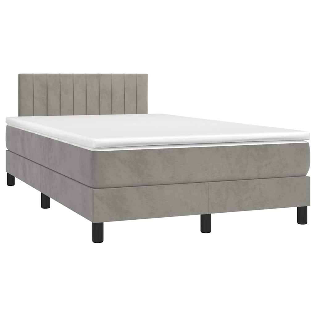 Letto a Molle con Materasso e LED Grigio Chiaro 120x190 cm Velluto - homemem39