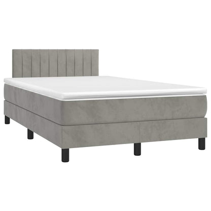 Letto a Molle con Materasso e LED Grigio Chiaro 120x190 cm Velluto