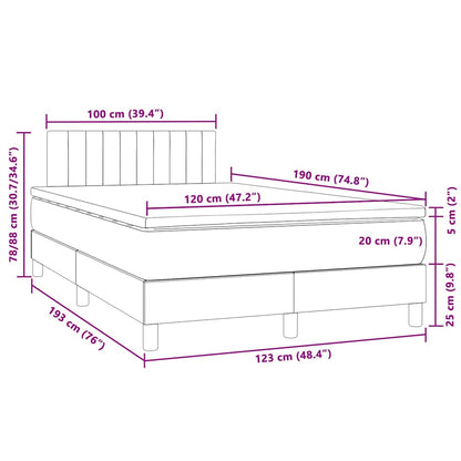 Letto a Molle con Materasso e LED Grigio Scuro 120x190cm in Velluto - homemem39