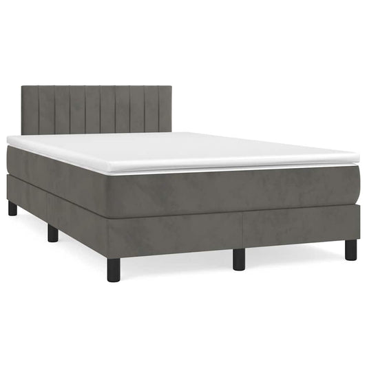 Letto a Molle con Materasso e LED Grigio Scuro 120x190cm in Velluto - homemem39