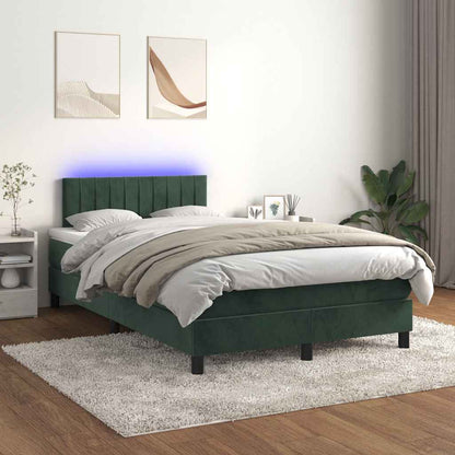 Letto a Molle con Materasso e LED Verde Scuro 120x190cm Velluto - homemem39