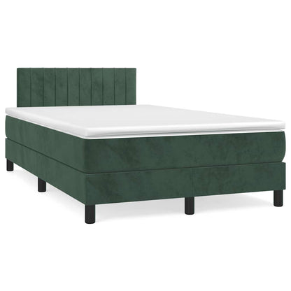 Letto a Molle con Materasso e LED Verde Scuro 120x190cm Velluto - homemem39
