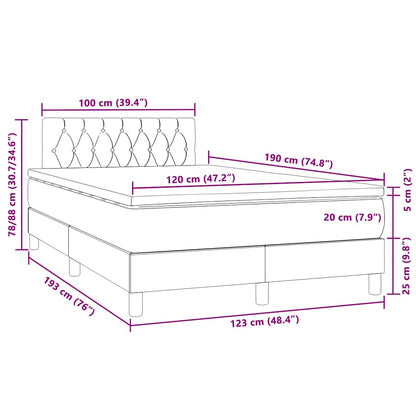 Letto a Molle con Materasso e LED Verde Scuro 120x190cm Velluto