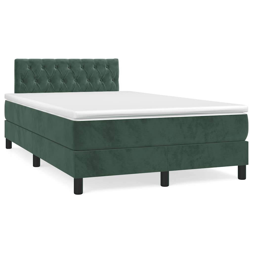 Letto a Molle con Materasso e LED Verde Scuro 120x190cm Velluto - homemem39