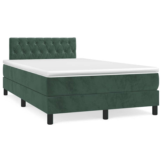Letto a Molle con Materasso e LED Verde Scuro 120x190cm Velluto - homemem39