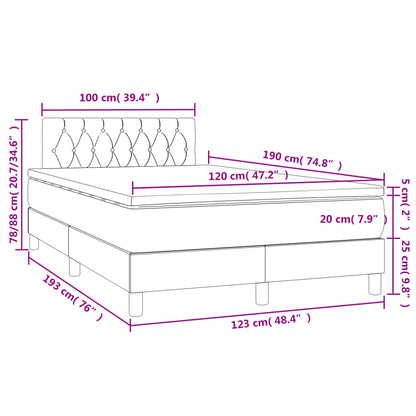 Letto a Molle con Materasso e LED Rosa 120x190 cm in Velluto | homemem39