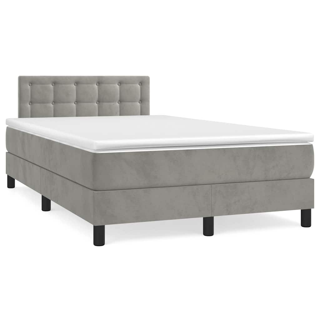 Letto a Molle con Materasso e LED Grigio Chiaro 120x190 cm Velluto - homemem39