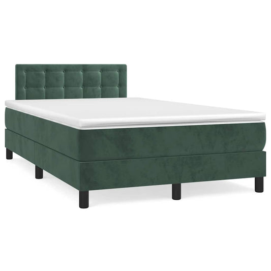 Letto a Molle con Materasso e LED Verde Scuro 120x190cm Velluto - homemem39