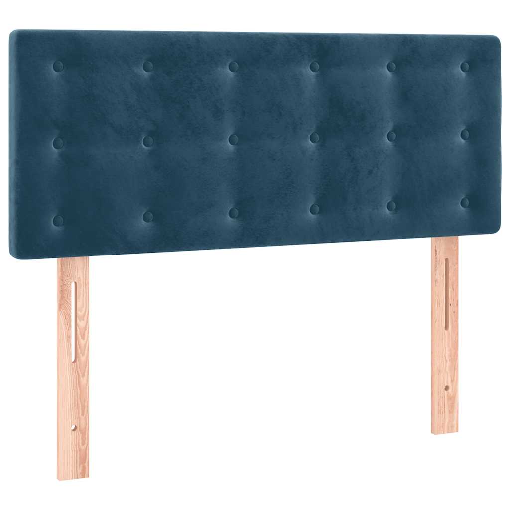 Letto a Molle con Materasso e LED Blu Scuro 120x190 cm Velluto