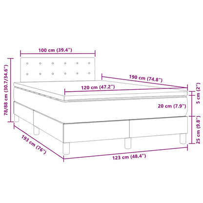 Letto a Molle con Materasso e LED Blu Scuro 120x190 cm Velluto