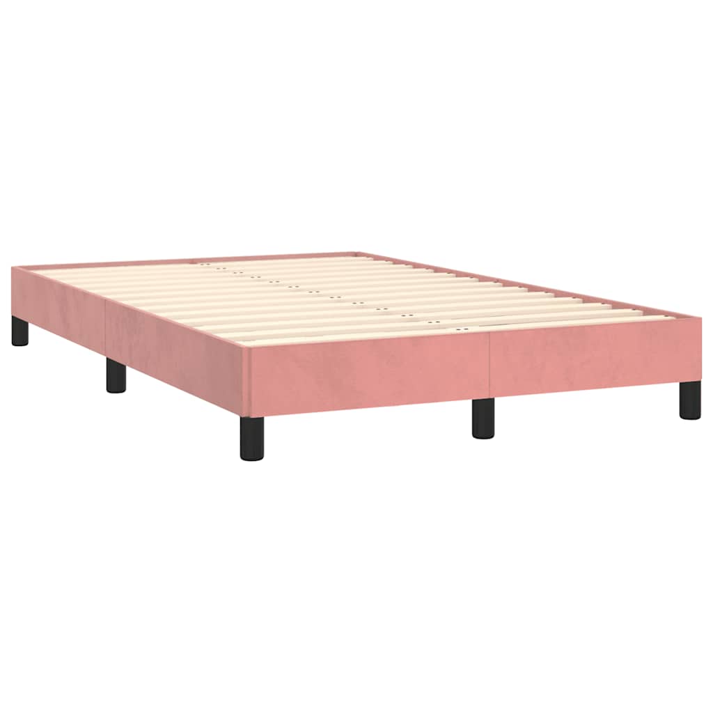 Letto a Molle con Materasso e LED Rosa 120x190 cm in Velluto | homemem39