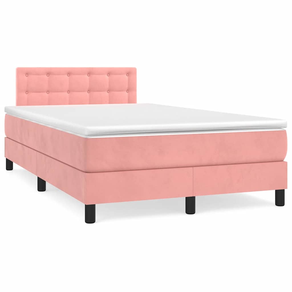 Letto a Molle con Materasso e LED Rosa 120x190 cm in Velluto | homemem39
