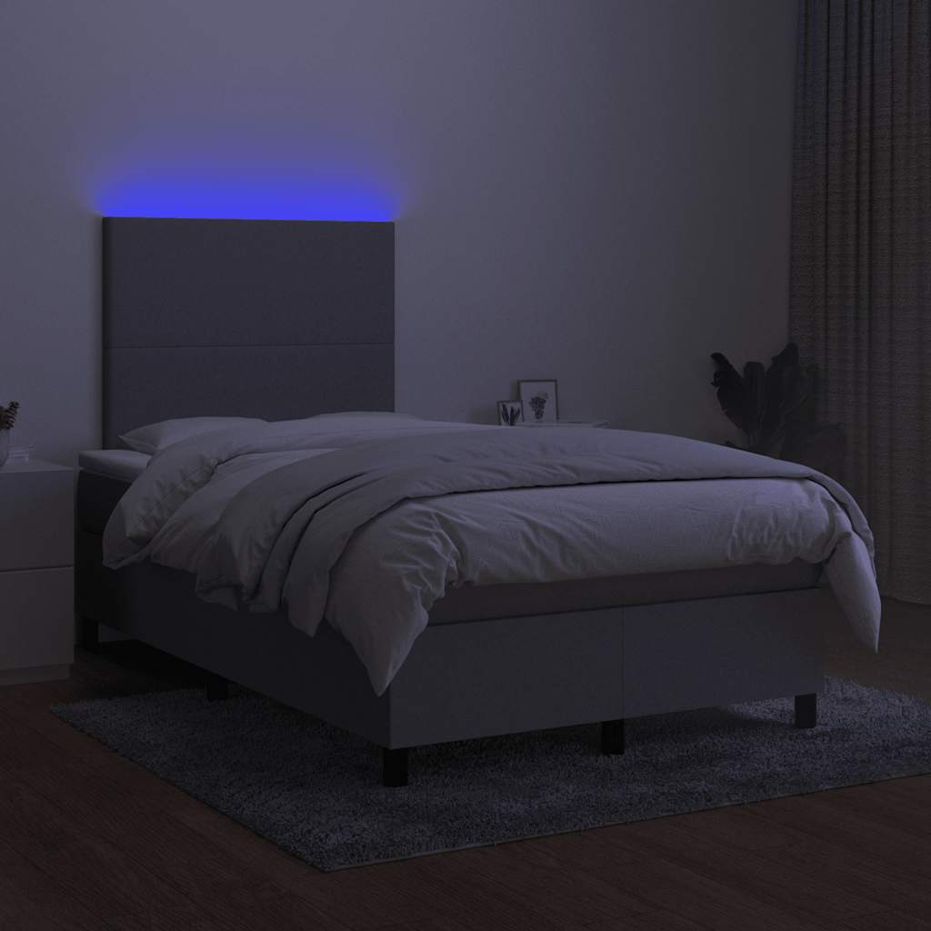 Letto a Molle Materasso e LED Grigio Chiaro 120x190 cm Tessuto