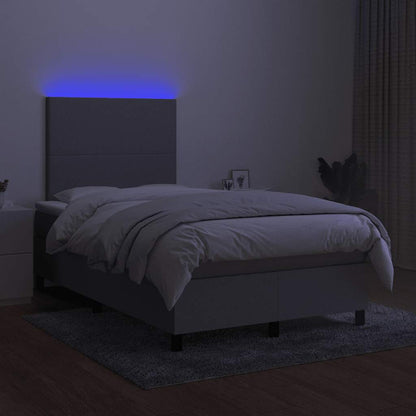 Letto a Molle Materasso e LED Grigio Chiaro 120x190 cm Tessuto