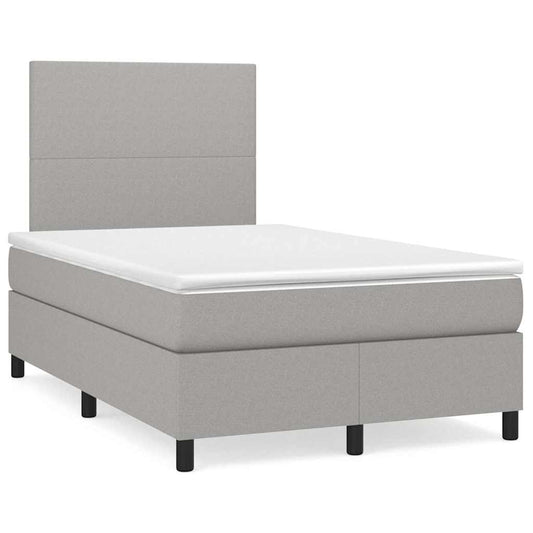 Letto a Molle Materasso e LED Grigio Chiaro 120x190 cm Tessuto - homemem39