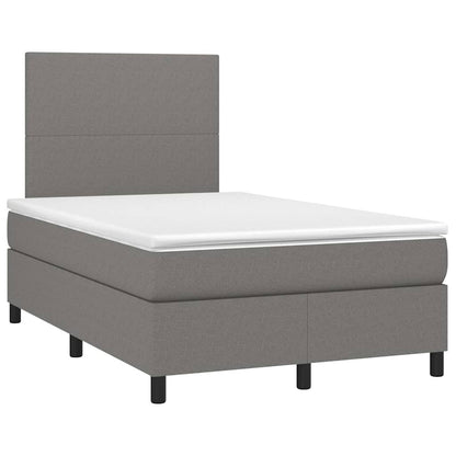 Letto a Molle Materasso e LED Grigio Scuro 120x190cm in Tessuto - homemem39