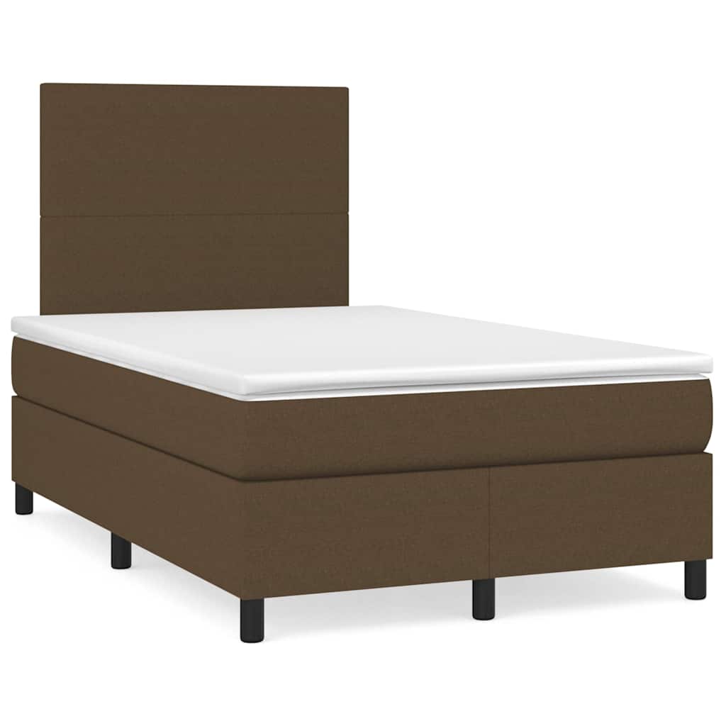 Letto a Molle Materasso e LED MarroneScuro 120x190cm in Tessuto | homemem39