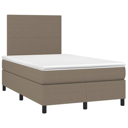 Letto a Molle con Materasso e LED Tortora 120x190 cm in Tessuto | homemem39