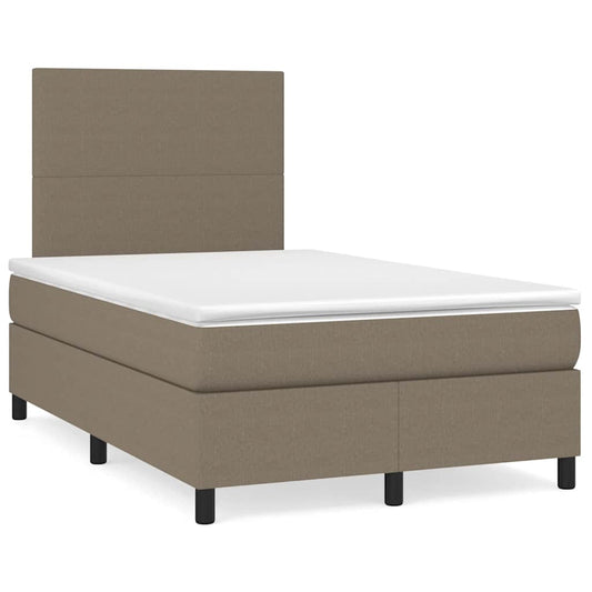 Letto a Molle con Materasso e LED Tortora 120x190 cm in Tessuto | homemem39