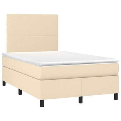 Letto a Molle con Materasso e LED Crema 120x190 cm in Tessuto | homemem39