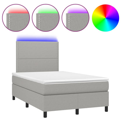 Letto a Molle Materasso e LED Grigio Chiaro 120x190 cm Tessuto - homemem39
