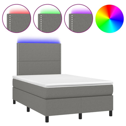 Letto a Molle Materasso e LED Grigio Scuro 120x190cm in Tessuto - homemem39