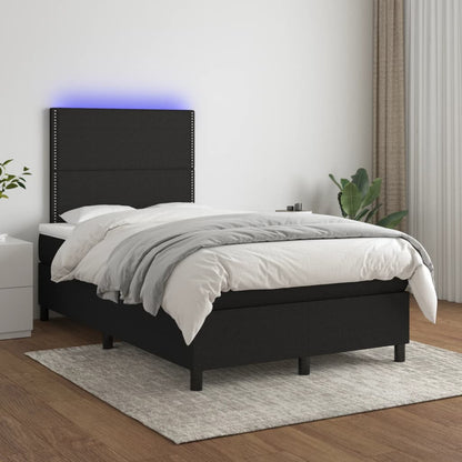 Letto a Molle con Materasso e LED Nero 120x190 cm in Tessuto | homemem39