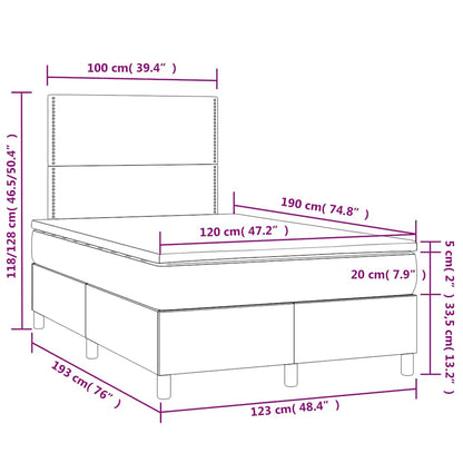 Letto a Molle con Materasso e LED Nero 120x190 cm in Tessuto