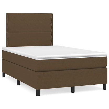 Letto a Molle Materasso e LED MarroneScuro 120x190cm in Tessuto | homemem39