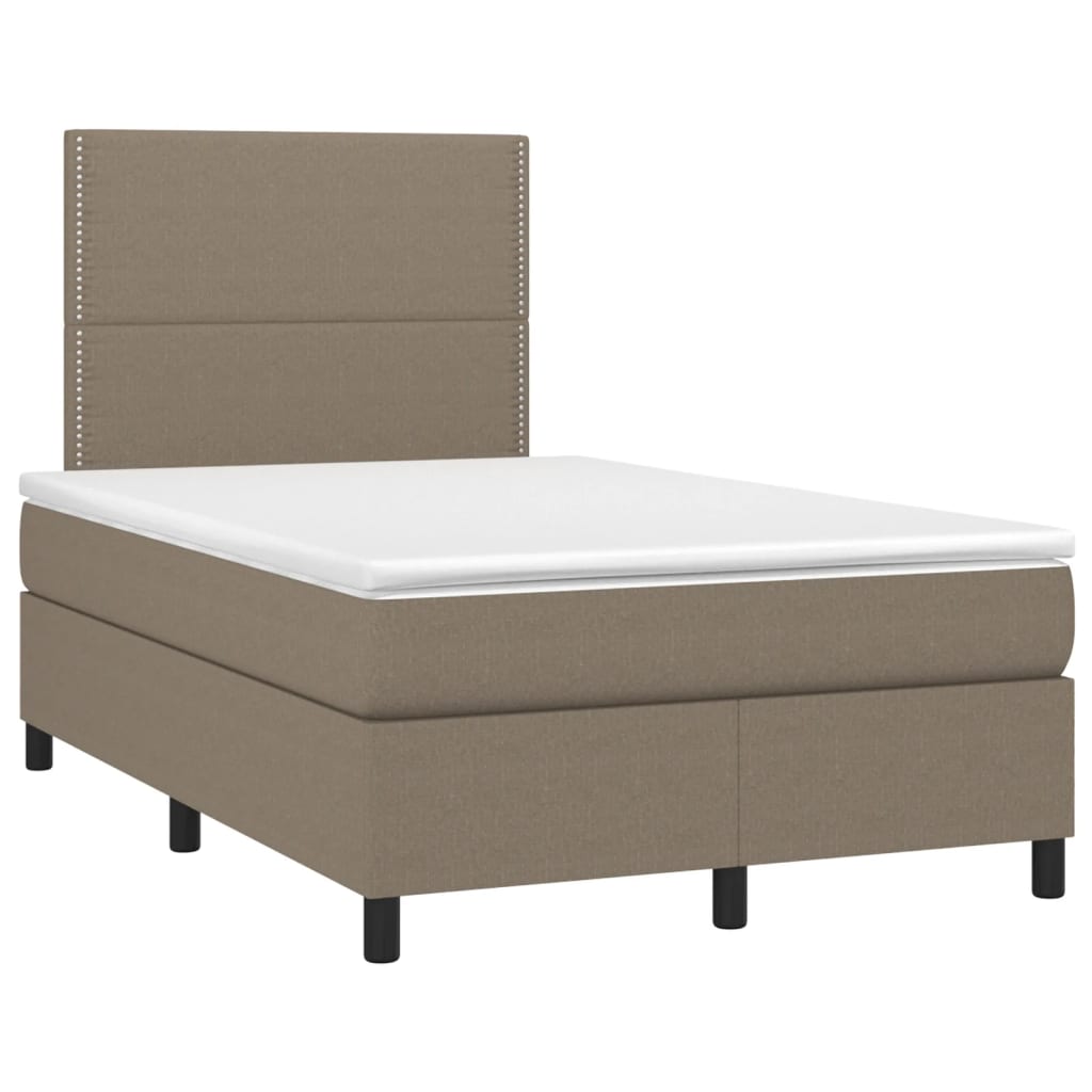 Letto a Molle con Materasso e LED Tortora 120x190 cm in Tessuto