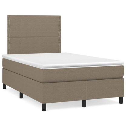 Letto a Molle con Materasso e LED Tortora 120x190 cm in Tessuto | homemem39