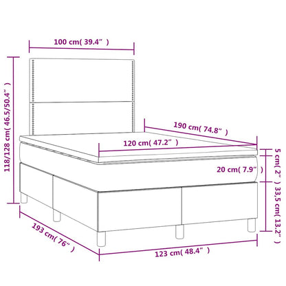 Letto a Molle con Materasso e LED Blu 120x190 cm in Tessuto