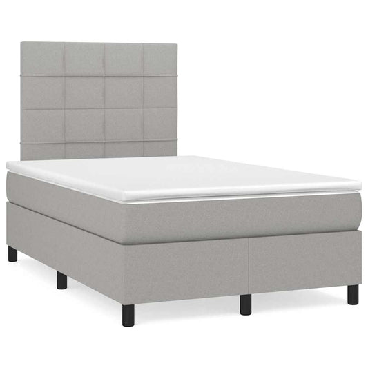 Letto a Molle Materasso e LED Grigio Chiaro 120x190 cm Tessuto - homemem39