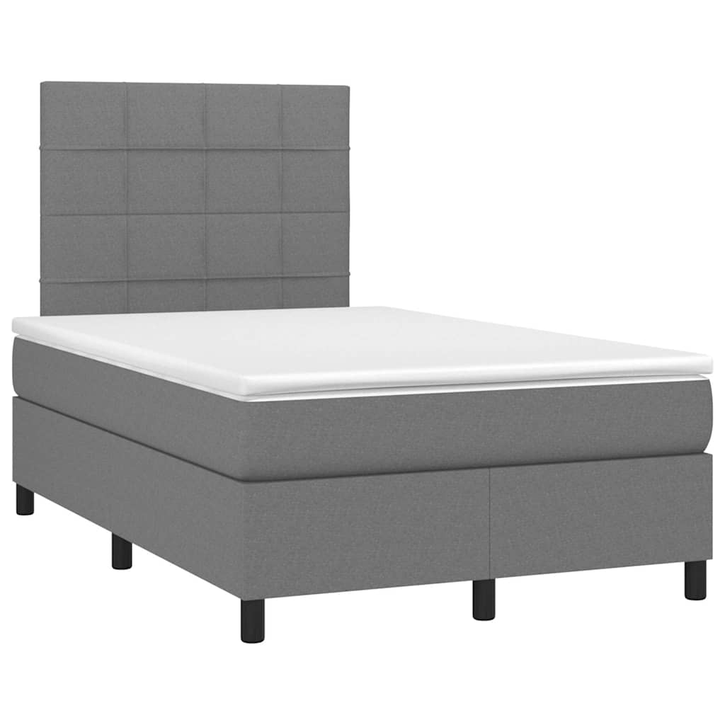 Letto a Molle Materasso e LED Grigio Scuro 120x190cm in Tessuto - homemem39
