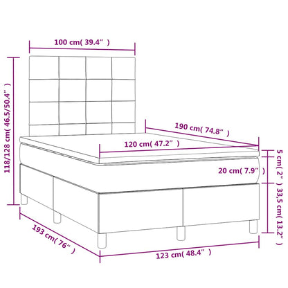 Letto a Molle con Materasso e LED Nero 120x190 cm in Tessuto